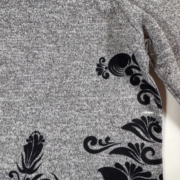 NWT Indigo Soul Floral Scroll Print Cowl Neck Grey Tunic Womens L Stretch Hi-Lo - Picture 5 of 16